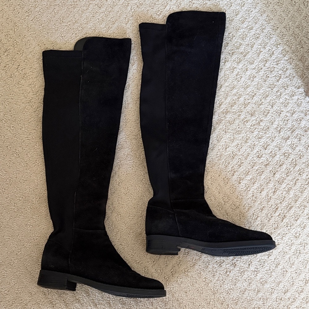 Blonde Water-Proof Suede Black Over-the-Knee Women's Boots